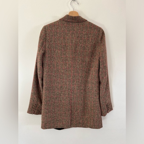 Gestuz Ditte Blazer Brown & Pink Plaid Double Breasted Oversized Blazer Size 34 - Picture 8 of 13